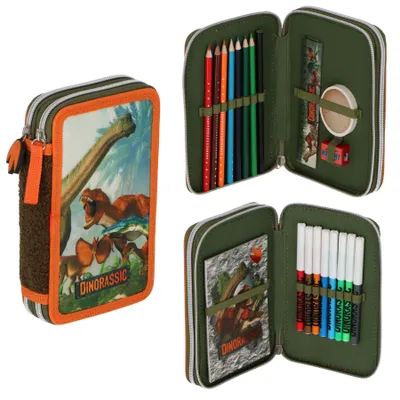 Image de Porte-plume Dinorassic Trousse pour enfants Trousse remplie pour enfants Parfait pour l'école 20x13x5 cm