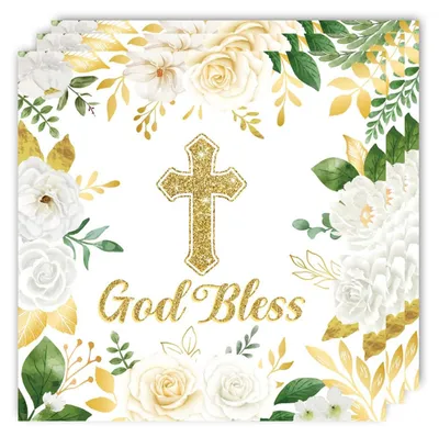 20 Papierservietten "GOD BLESS" Regenbogen Taufe Kommunion