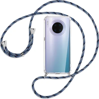 Produktbild von Handykette Backcover-Schutzhülle mit Band (Metall silberfarben) für Huawei Mate 30 Pro - Blautöne