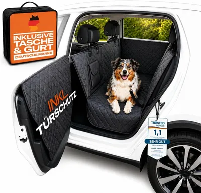 Imagen del producto de Manta para perro para coche con protección lateral, impermeable, con arnés de seguridad, de tamaño universal, para el asiento trasero