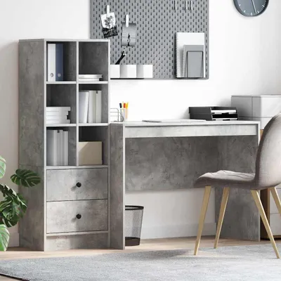 Image de Maison Exclusive - Bureau avec tiroir 2 pcs Gris béton