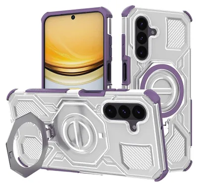 Produktbild von Handyhülle mit Ring für Galaxy A57 5G, Techsuit Carbon Shield Pro, Transluzent mit Violett