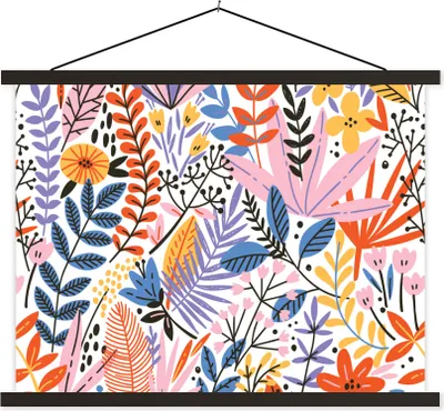 Produktbild von MuchoWow® Textilposter Sommer - Blätter - Pflanzen 60x45 cm mit schwarzem Rahmen - Poster Schlafzimmer