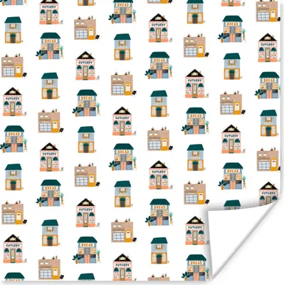 Produktbild von MuchoWow® Poster Haus - Muster - Farben 50x50 cm - Wohnzimmerdekoration