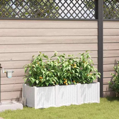 Produktbild von "SALE 2026"Garten-Pflanzgefäß Moderne - Pflanzkübel - Blumentopf 3 pcs Weiß Stahl NEU114434 - Beete