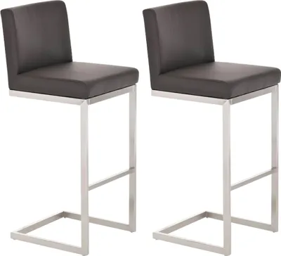 Produktbild von CLP 2er Set Barhocker Paros mit Kunstlederbezug Edelstahl Fußablage bis 240 kg braun
