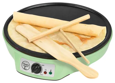 Image de Bestron, appareil à crêpes électrique, vert, diamètre 30 cm – Thermostat réglable | Revêtement antiadhésif