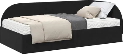Immagine prodotto di vidaXL Struttura letto ad angolo con materasso e testata 2 pezzi in velluto nero