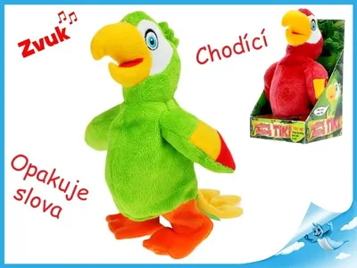 Obrázek produktu pro Papoušek plyšový chodící a opakující slova 20cm na baterie