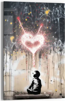 Produktbild von DEQOART Glasbild Echtglas 40x60 cm 'Herz der Hoffnung' Wandbild Bild modern Deko