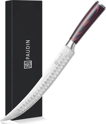 Produktbild von PAUDIN N24 Schlachtermesser 25 cm – Türkisches Cimeter – Damastmuster – inklusive Klingenschutz