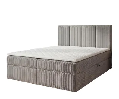 Produktbild von Hanzi Boxspringbett AMBER 180x200 cm Hellgrau POSO 55 mit Topper, Bonell-Federkern H2/H3, 2 Bettkästen, gepolstertes Kopfteil