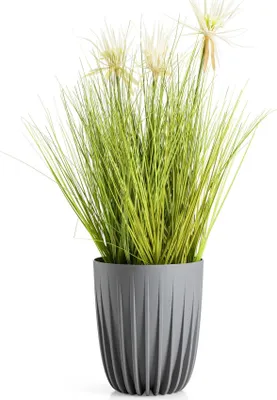 Immagine prodotto di HowHomely | Fioriera - Stripped - 19x22,6 cm - Grigio - Design moderno - Resistente ai raggi UV e leggera