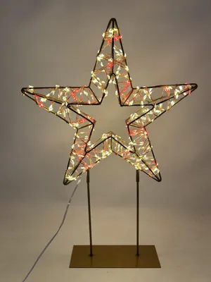 LED-Stern 45 cm, 500 rot/warmweiß, Timer, Netzbetrieb, Gold