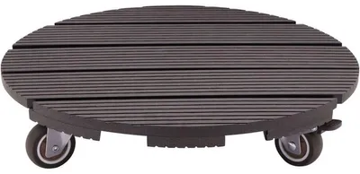 Produktbild von Pflanzenständer mit Rollen – NATURE – WPC – H 8,6 x Ø 38 cm – 4 Rollen – Anthrazit