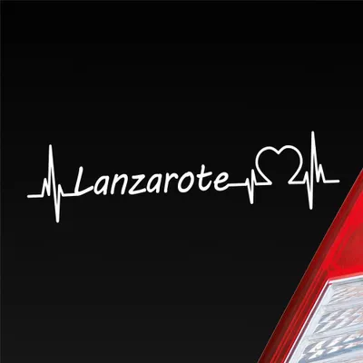 Produktbild von Auto Aufkleber Lanzarote Puls Herzschlag mit Insel Motiv 19x5 cm Weiss Glanz Sticker Heckscheibenaufkleber