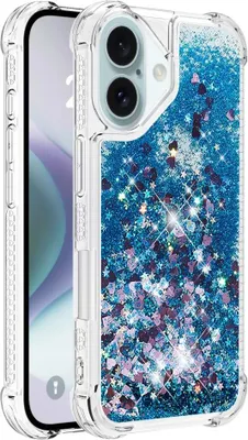 Produktbild von iPhone 16 Hülle - Coverup Liquid Glitzer Back Cover - Blau
