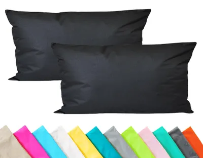 Produktbild von JACK 2er Set Outdoor Kissenhülle Kissenbezug 30x50cm Wasserfest Sitzkissen Lounge Kissen Garten Stuhl Lotus Effekt, Farbe:Schwarz