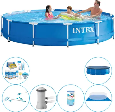 Zdjęcie produktu dla Basen z akcesoriami - Intex Metal Frame Round 366x76 cm