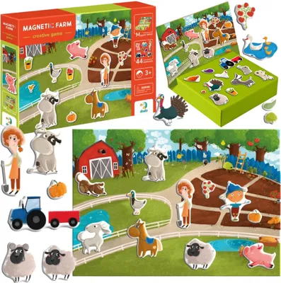 Produktbild von Magnetspiel "Bauernhof" Mega-Set Magnettafel 44 Teile Magnete 200260