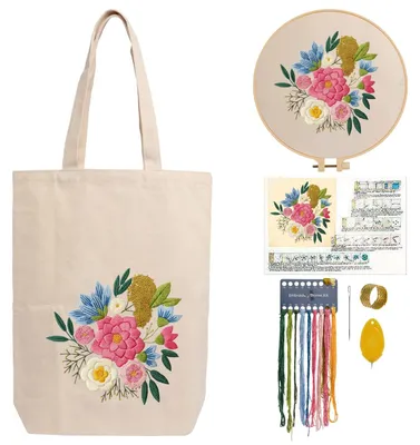 Image de Solidchoice - Ensemble de broderie pour débutants, sac en toile. Inclut les outils et les instructions
