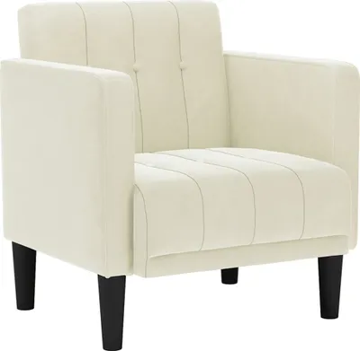 Image de Fauteuil canapé avec accoudoirs couleur crème 53 cm velours