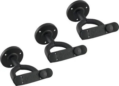 Produktbild von Gitarrenwandhalter Set 3-teilig mit verstellbarem Arm und Befestigungsband schwarz