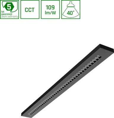 Productafbeelding van Spectrum LED plafondlamp/hanglamp, model WLD, plankvormig, zwart, 120 cm, 20W/30W/40W, 2700K/4000K/6000K, 40°
