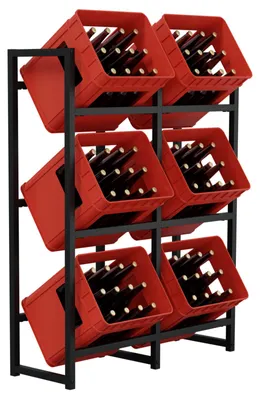 Produktbild von HAGO24 Getränkekistenregal 6 Kisten Stahlregal Flaschenkastenregal Lagerregal Kellerregal Anthrazit Stapelregal Metallregal 91x31x117