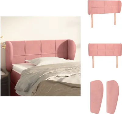 Produktbild von vidaXL Kopfteil mit Ohren Rosa 103x23x78/88 cm Samt -  Kopf- & Fußenden