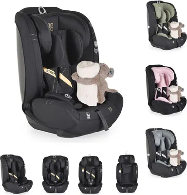 Produktbild von Moni Kindersitz i-Size Start (76-150cm) Kopfstütze verstellbar, Kuscheltier schwarz