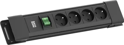 Image de BACHMANN CONNECTUS 4 prises UTE, 1 interrupteur, 2,0 m, CEE7/3, noir