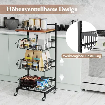 Produktbild von Servierwagen mit Rollen Gemüseregal mit ausziehbaren Körben 40 x 31 x 88 cm