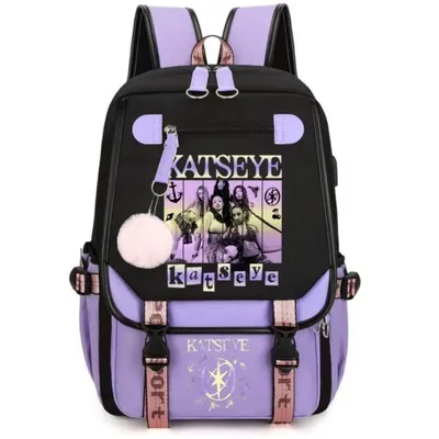 Image de Sac à dos KATSEYE, style K-Pop – Sac scolaire pour adolescents et étudiants – Filles et garçons – 46x29x16 cm – Imperméable – Violet