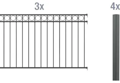 Image de Alberts 510916 Kit complet de clôture Circle, à bétonner, anthracite, hauteur 100 cm, longueur 6 m