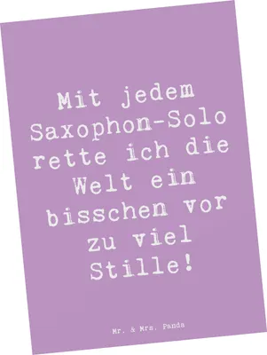 Produktbild von Mr. & Mrs. Panda einzelkarte Spruch Saxophon Magie - Lavendeltraum - Geschenk, Grußkarte, Instrument, Ansichtskarten, Blues, Postkarte, Kunstkarten, Klangwelt, Solo