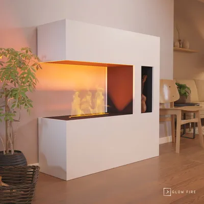 Produktbild von GLOW FIRE Elektrokamin 'Schiller' Pocket | Wasserdampf Kamin mit OMC 500 ohne Holz in weiß als Raumteiler | HxBxT: 120x120x37 cm