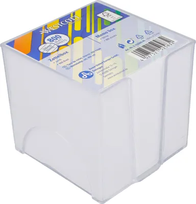 Produktbild von Westcott Notizzettel weiß 800 Blatt in Zettelbox | Notizblock mit 9 x 9 cm großen Blättern in weiß | Stabile Box aus transparentem Kunststoff |es Papier 80g/m² | E-733205 00