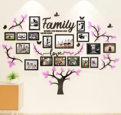 Produktbild von Famanu Wandtattoo Baum mit Fotolisten - 3D DIY Wandsticker für Wohnzimmer und Schlafzimmer