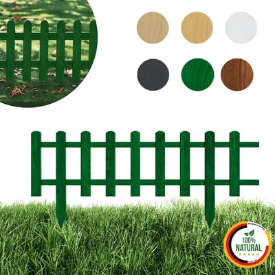 Produktbild von Floranica Zierzaun aus Holz 100 x 20 cm Grün (imprägniert) Steckzaun als Beeteinfassung Rasenkante Tierzaun Bauernzaun