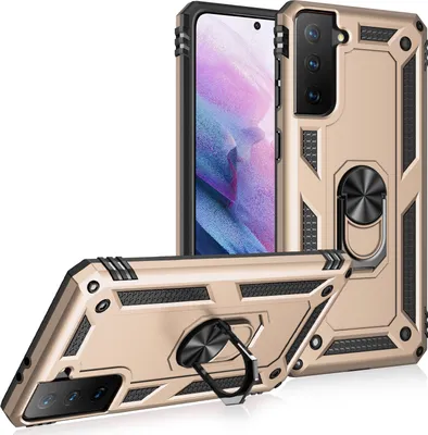 Image de Étui pour Galaxy S21+ Plus 5G étui de protection militaire double couche avec support d'anneau et socle Or
