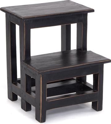 TRITTLEITER "STEP" | 46x37 cm (HxB), Altholz | Tritthocker | Farbe: 09 voodoo - schwarz