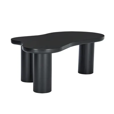 Produktbild von Merax Couchtisch in Wolkenform 107x66 cm – Design-Couchtisch aus MDF, mit abgerundeten Ecken und 3 stabilen Zylinderbeinen, Schwarz