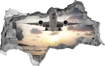 Produktbild von Selbstklebender Loch-3D-Aufkleber 95x73 cm Flugzeug über das Meer