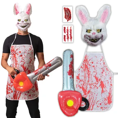 Produktbild von Omgoods – Halloween-Kostüm-Set mit Horror-Kaninchenmaske und Zubehör