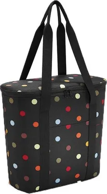 Produktbild von reisenthel Kühltasche thermoshopper Black Dots, isoliert, wasserabweisend, 2 Trageriemen, 2-Wege-Reißverschluss, Polyester Aluminium, 38x35x16 cm
