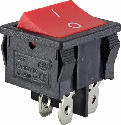 Obrázok produktu pre Kolískový spínač červená kolíska neosvetlená 4-pinový 6 A 250 V AC spínač zariadenia, 20 x 22 mm