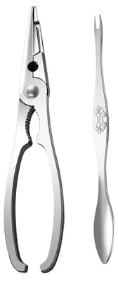 Produktbild von Krabenschneide-Set – Edelstahl – Krabennadel – Krabbschere – Ergonomischer Griff – Rutschfester Effekt – Werkzeug für Meeresfrüchte
