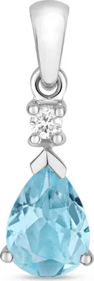 Produktbild von 9 Karat (375) Weißgold Damen - Diamant Anhänger mit Aquamarin - 17mm*5mm; TRS3466