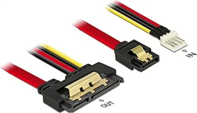 Obrázok produktu pre DELOCK DeLOCK 85232 SATA kábel 0,3 m SATA 7-pin + Molex (4-pin) SATA 22-pin čierny